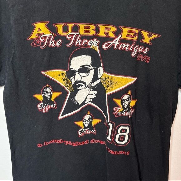 Drake Migos Mens 2018 Aubrey and the Three Amigos Rap Tee Tour T Shirt Sz Small - Picture 2 of 7